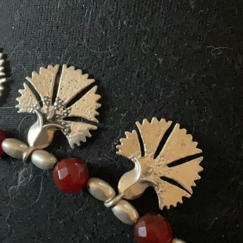 “VINTAGE GINGKO LEAF NECKLACE” Silver with Brown Faceted “Jet”  Beads. - Picture 14 of 15